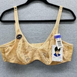 Delta Burke Bra Womens 40D Nude Seamless Hidden Underwire Lace Support DB2256